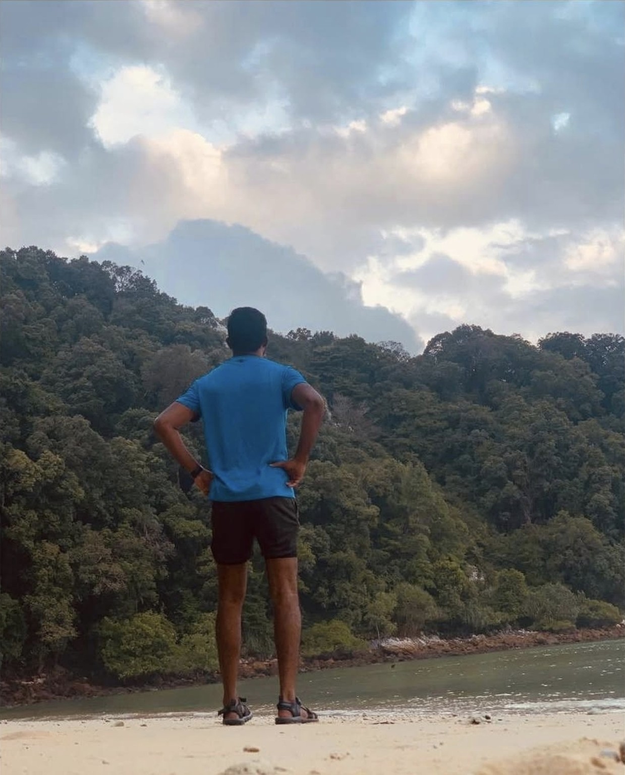 Thana looking towards the forest from the beach