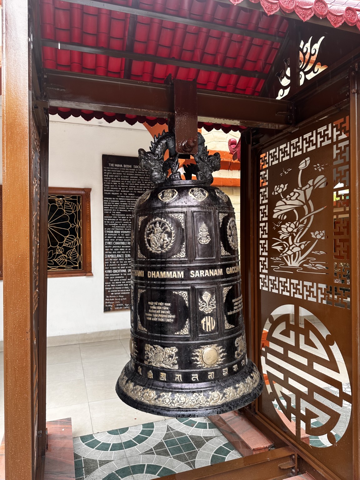 Large decorated bell at a Buddhist temple